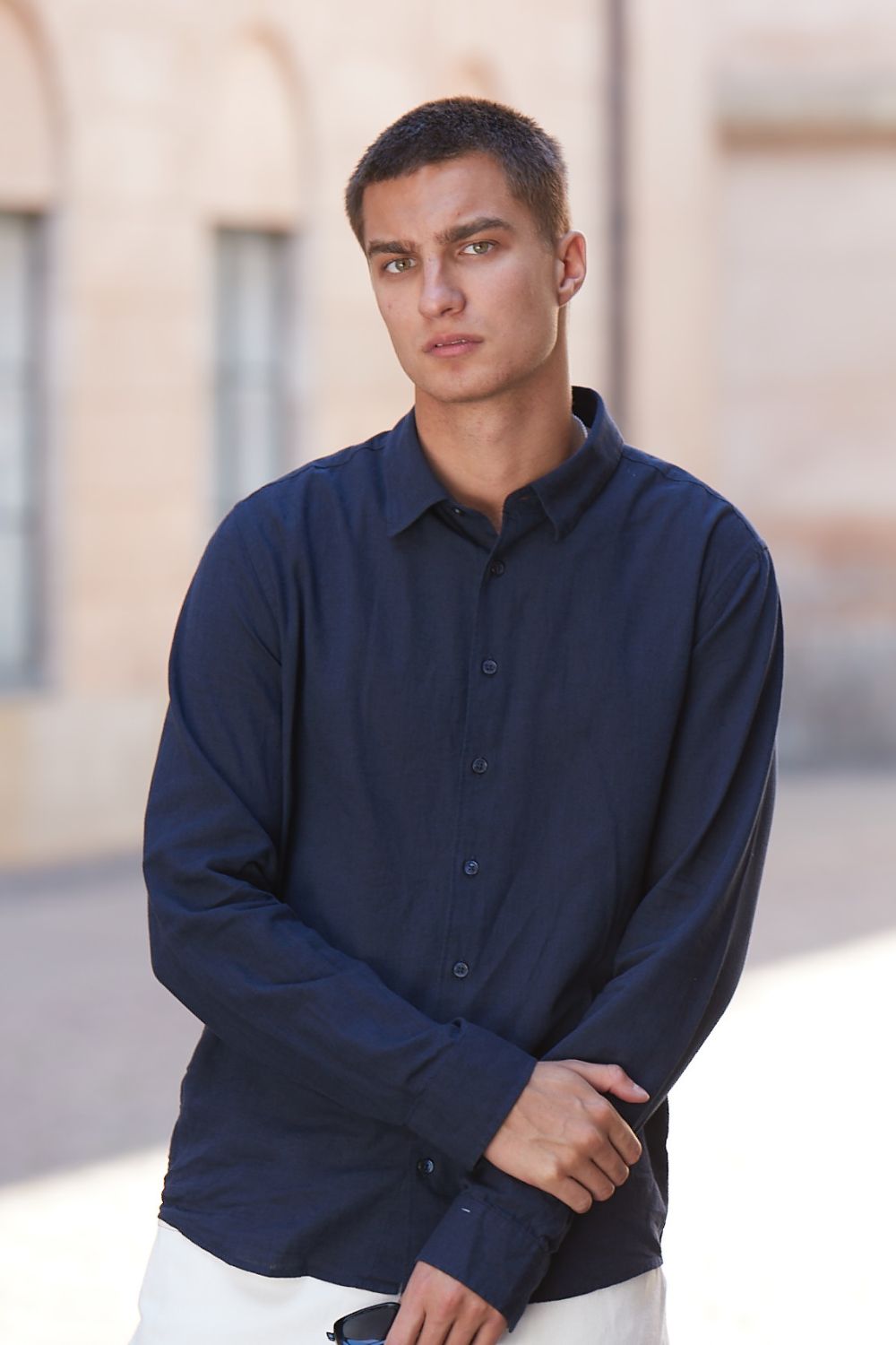 Langærmet Hørskjorte Navy | Skagen-clothing.dk